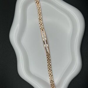 Gold Filled Minimalist Bar Bracelet with CZ Stones